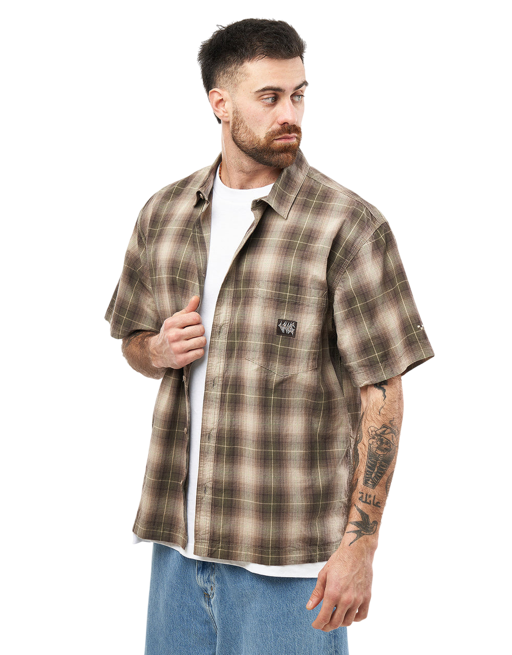 Chemise Tissée à Carreaux Skate M/C - Noyer