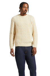 Classic Fisherman Cable Knit Sweater - Oatmeal