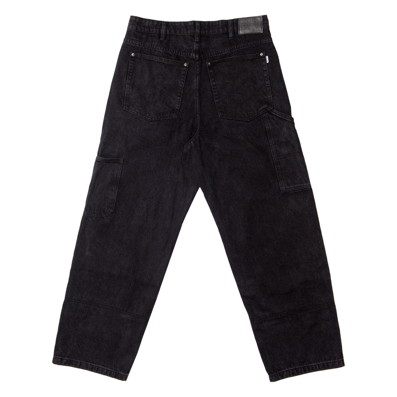 Jean de charpentier à double genou en denim de 16 onces - Noir