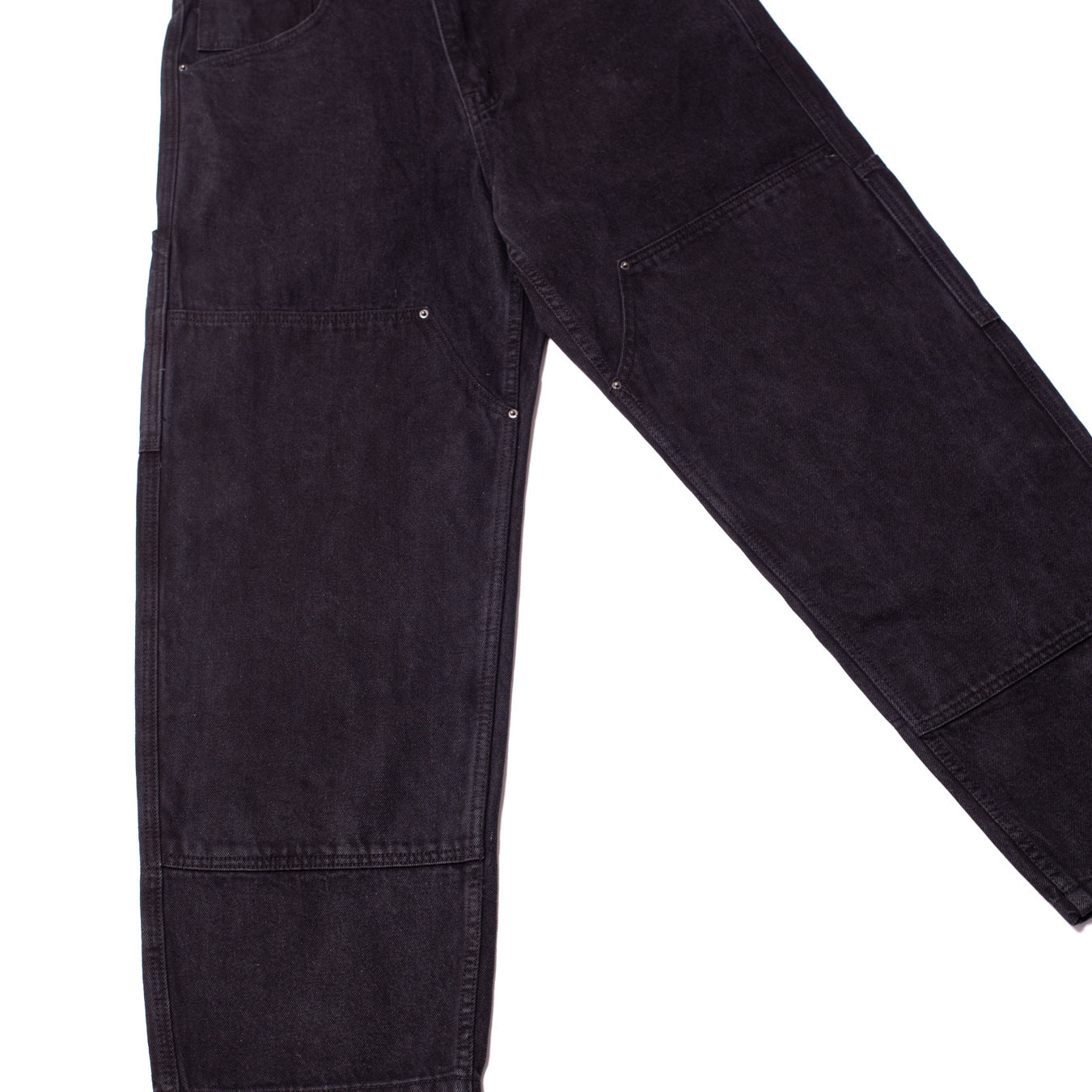 Jean de charpentier à double genou en denim de 16 onces - Noir
