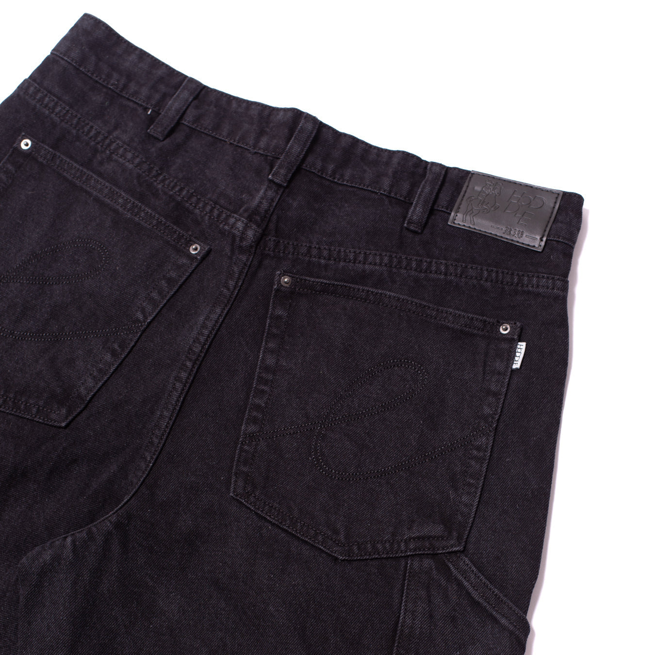 Jean de charpentier à double genou en denim de 16 onces - Noir