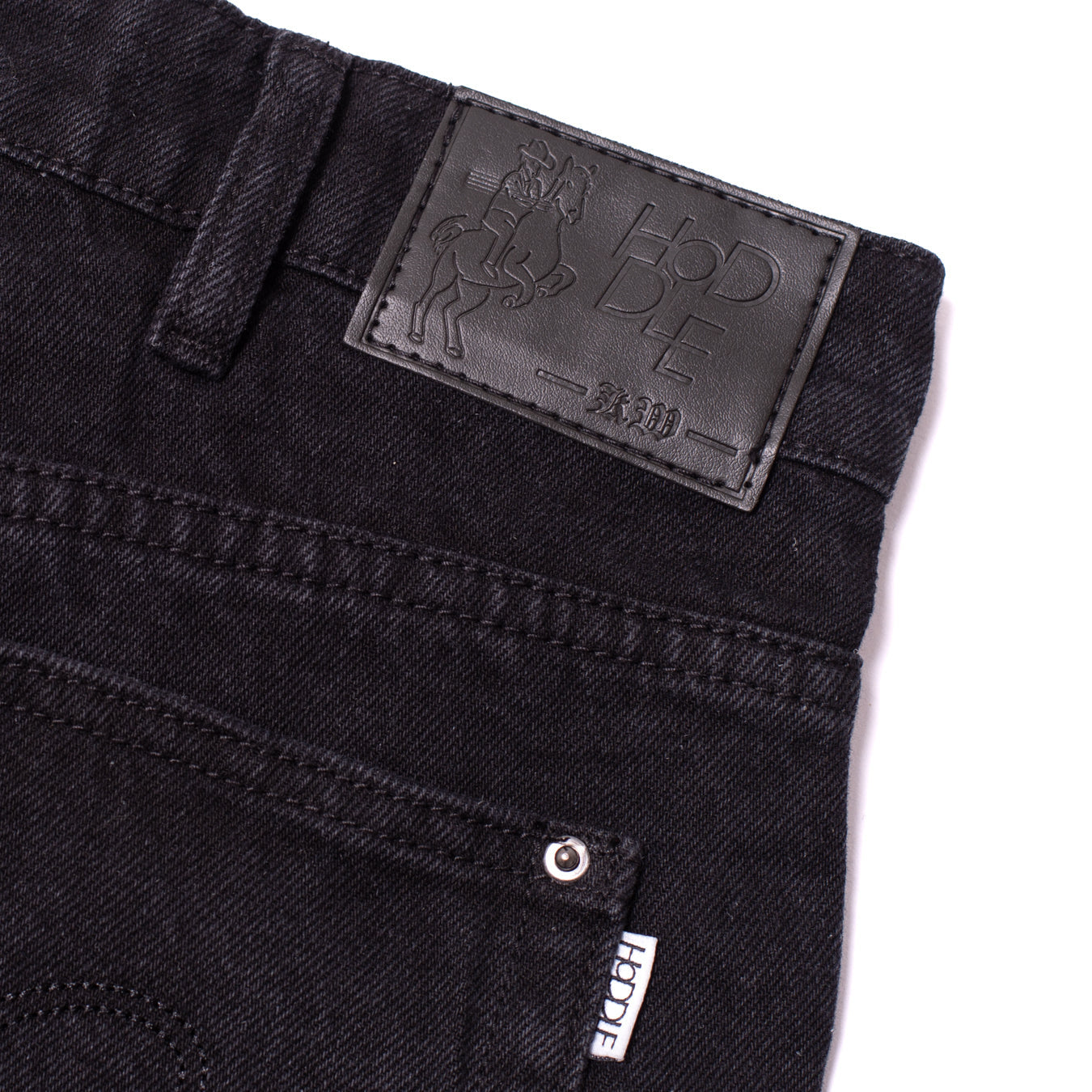 Jean de charpentier à double genou en denim de 16 onces - Noir