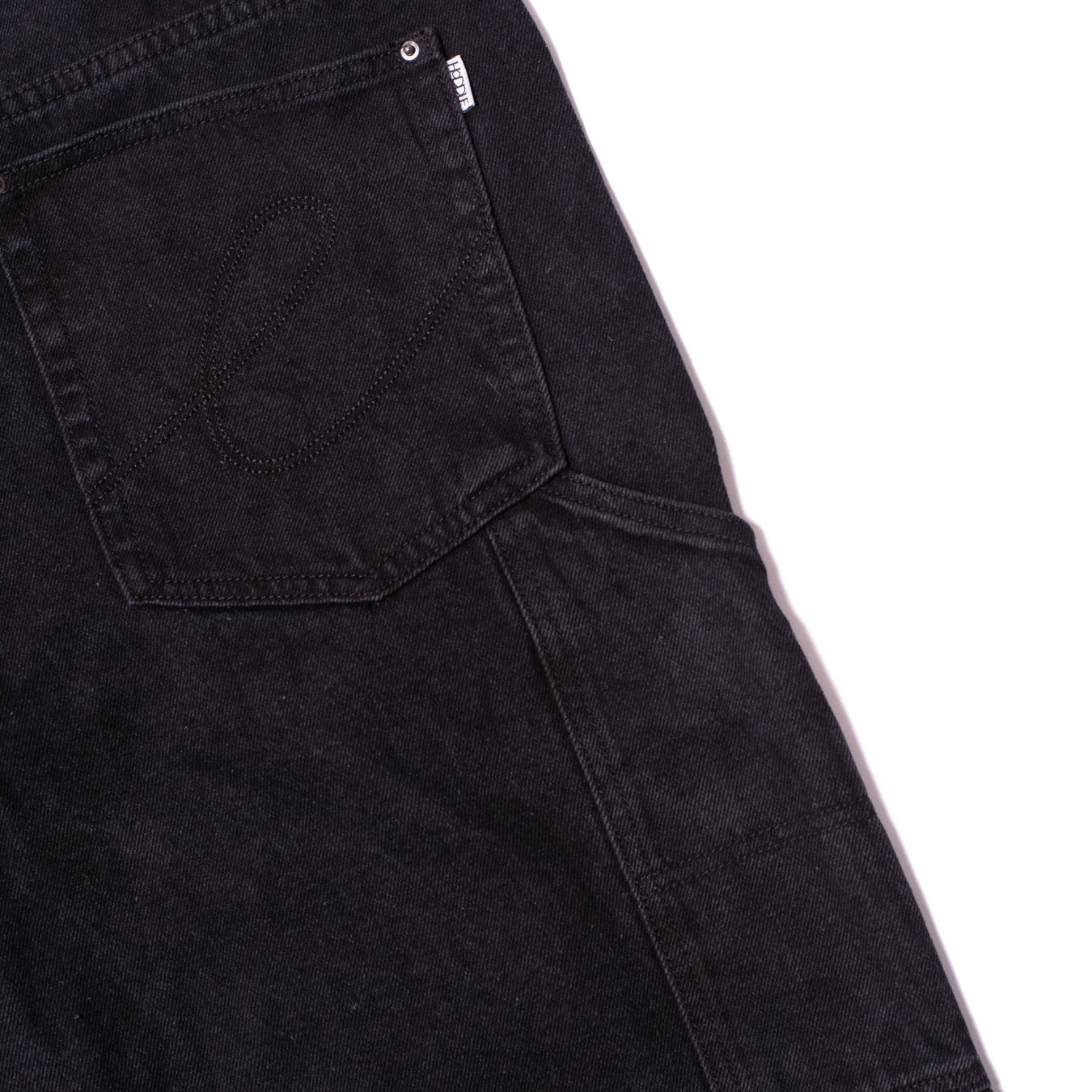 Jean de charpentier à double genou en denim de 16 onces - Noir