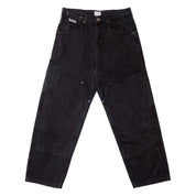 Jean de charpentier à double genou en denim de 16 onces - Noir