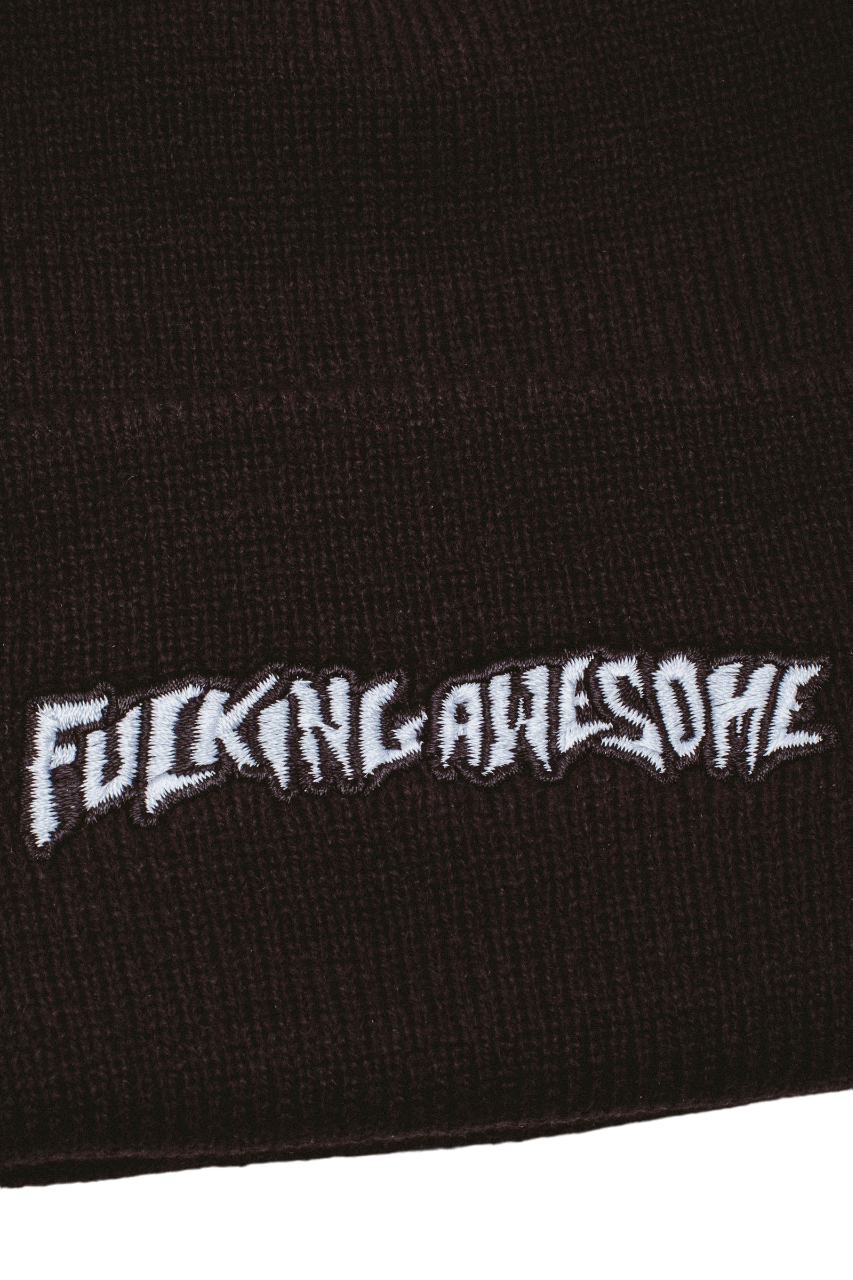 Little Stamp Embroidered Beanie - Black