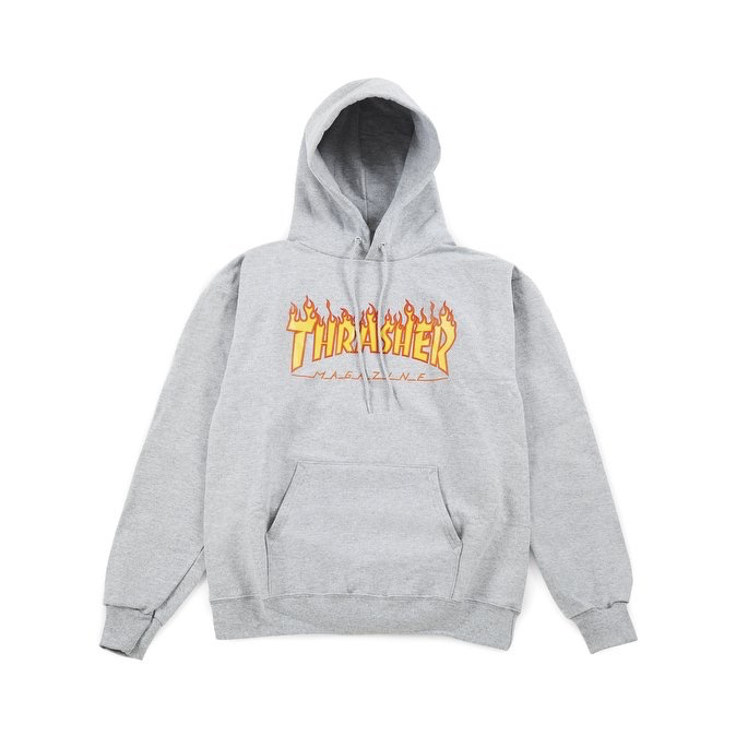 Flame Logo Hoodie - Gris Athlétique