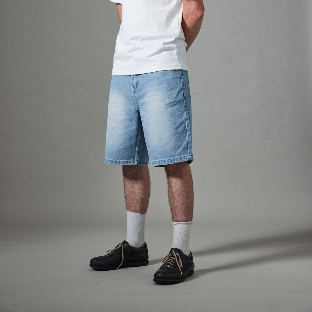 Workers Club Jean Short - Faded Washed Light Indigo