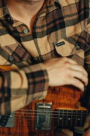 Chemise en flanelle à manches longues Bowery - œil de tigre/marron pomme de pin/noir délavé