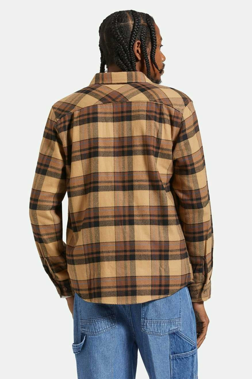 Chemise en flanelle à manches longues Bowery - œil de tigre/marron pomme de pin/noir délavé