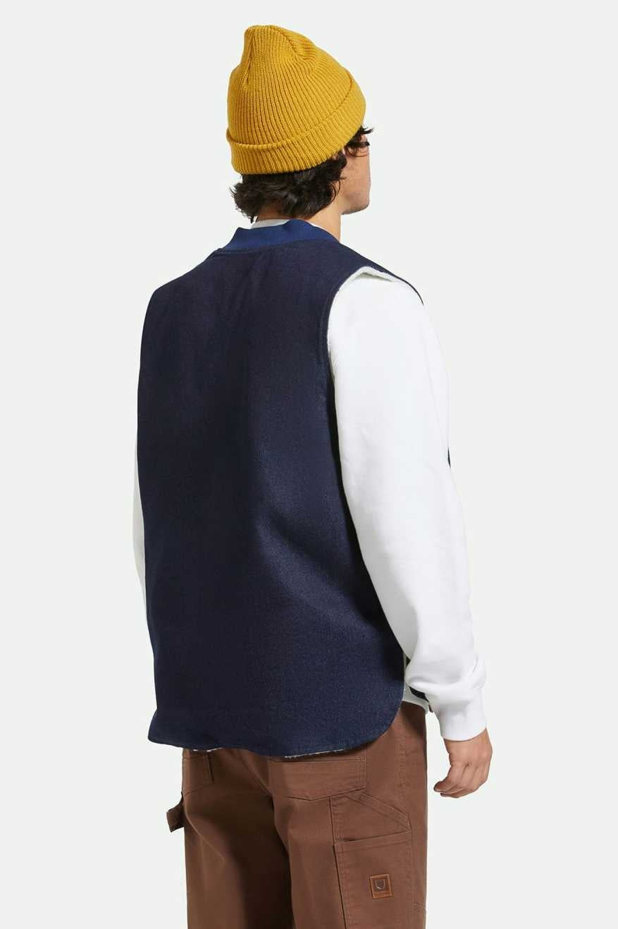 Gilet réversible Abraham de Builders - Rinse Denim/Sherpa