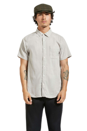 Chemise tissée Charter Stripe S/S - Blanc cassé/gris cendré