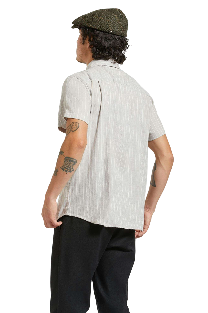 Chemise tissée Charter Stripe S/S - Blanc cassé/gris cendré