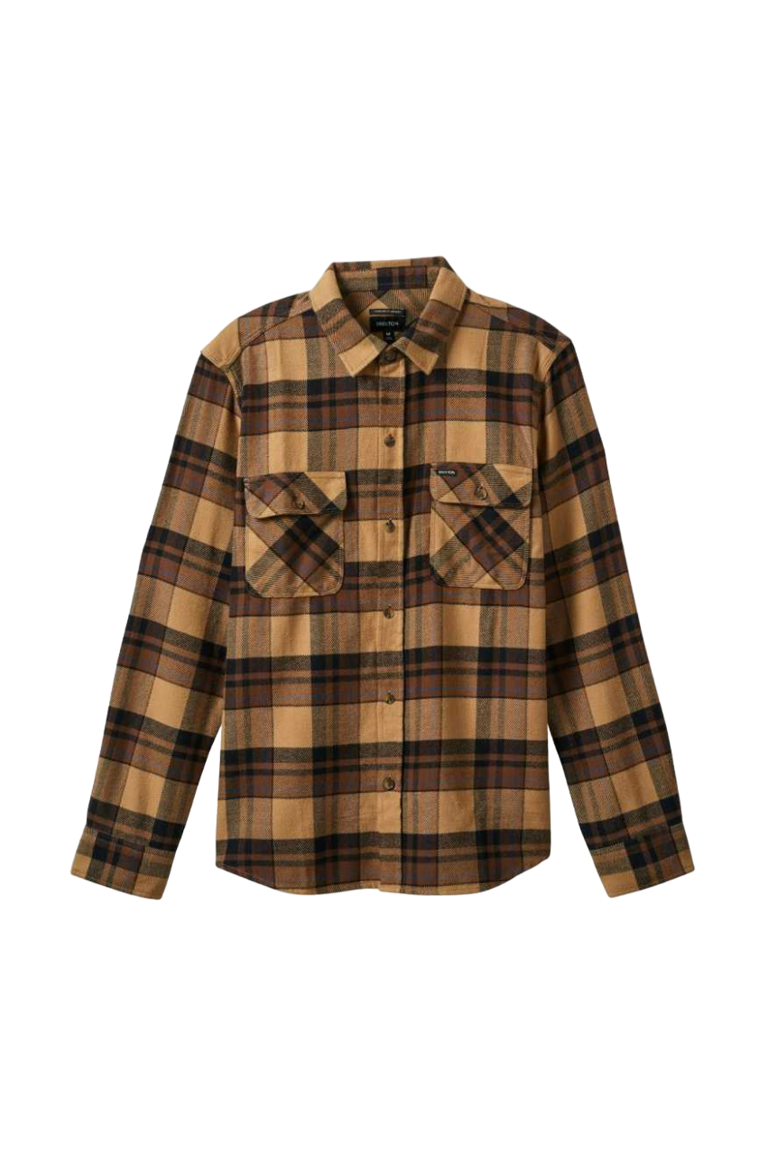 Chemise en flanelle à manches longues Bowery - œil de tigre/marron pomme de pin/noir délavé
