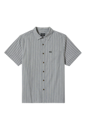 Cru Oxford Chemise Rayée M/C - Bleu Basalte/Blanc Cassé Rayé