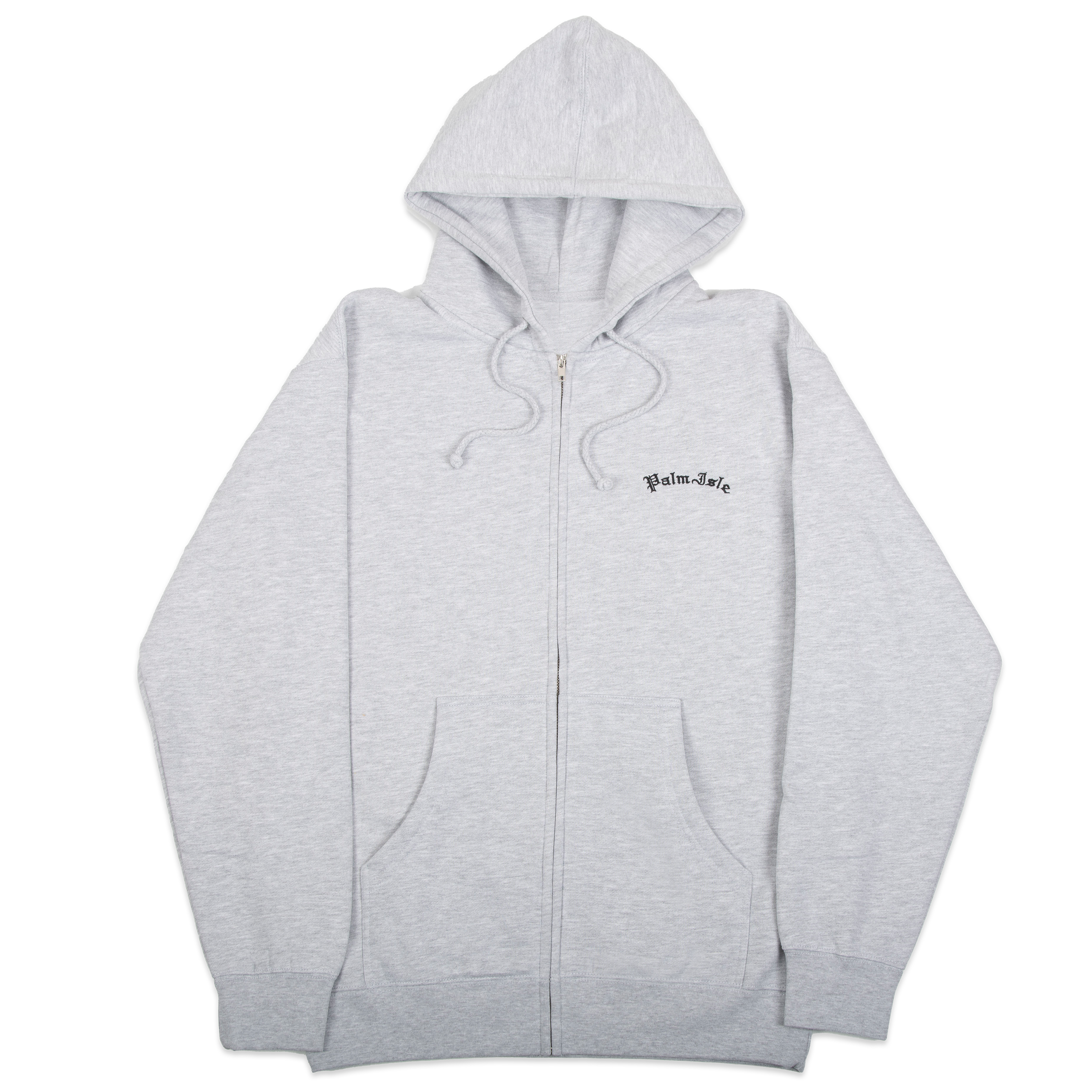 Sweat à capuche zippé brodé Arch - Gris
