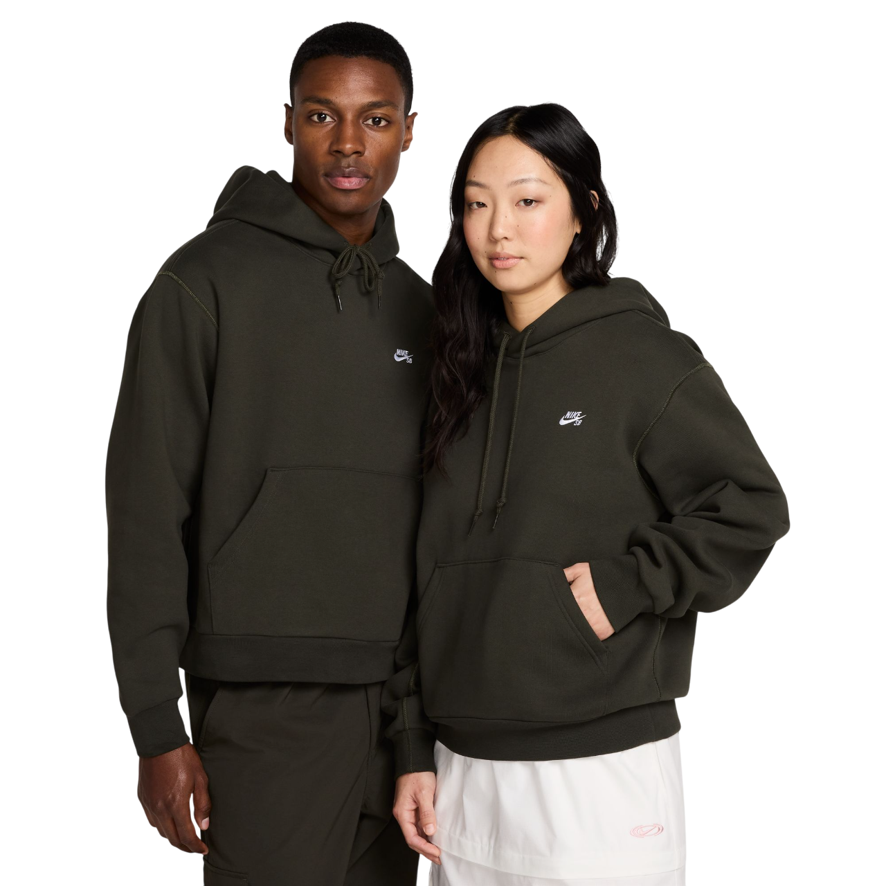 Fleece Pullover Skate Hoodie - Sequoia/White
