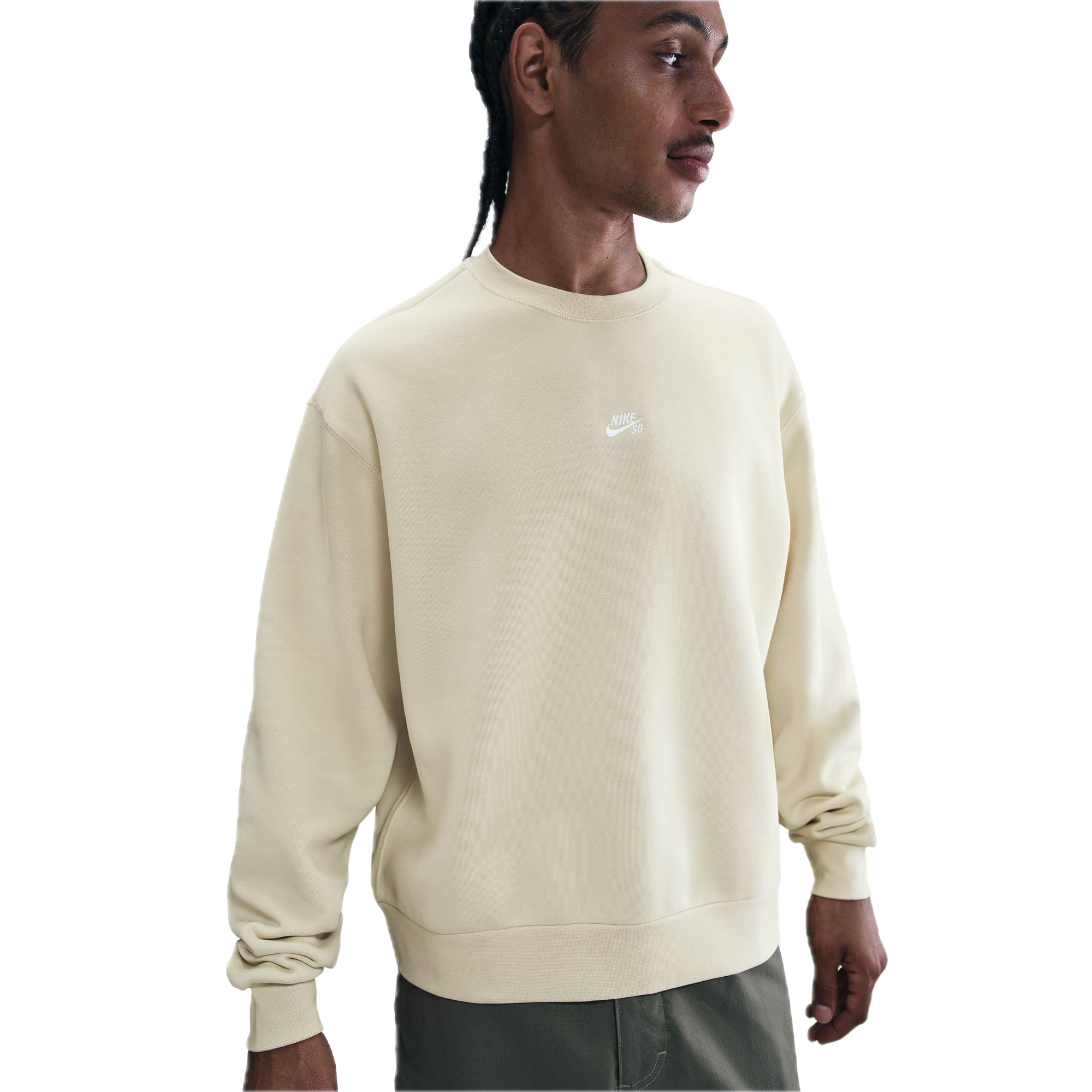 Fleece Skate Crew - Kaki clair/Blanc