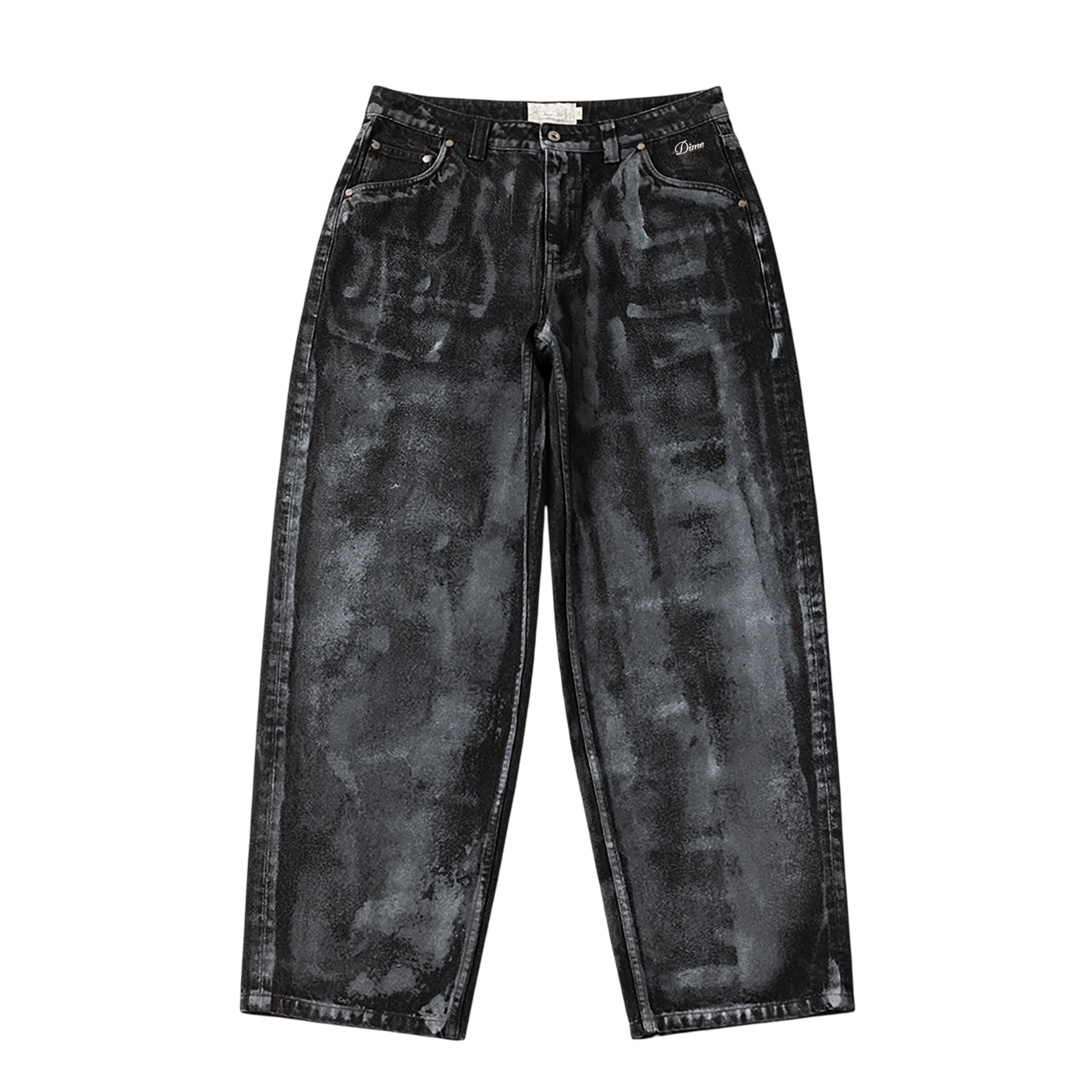 Dime Baggy Denim Pants - Black (White Paint) – Palm Isle Skateshop