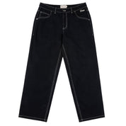 Pantalon en Denim Relax - Noir/Surpiqûres Contrastées