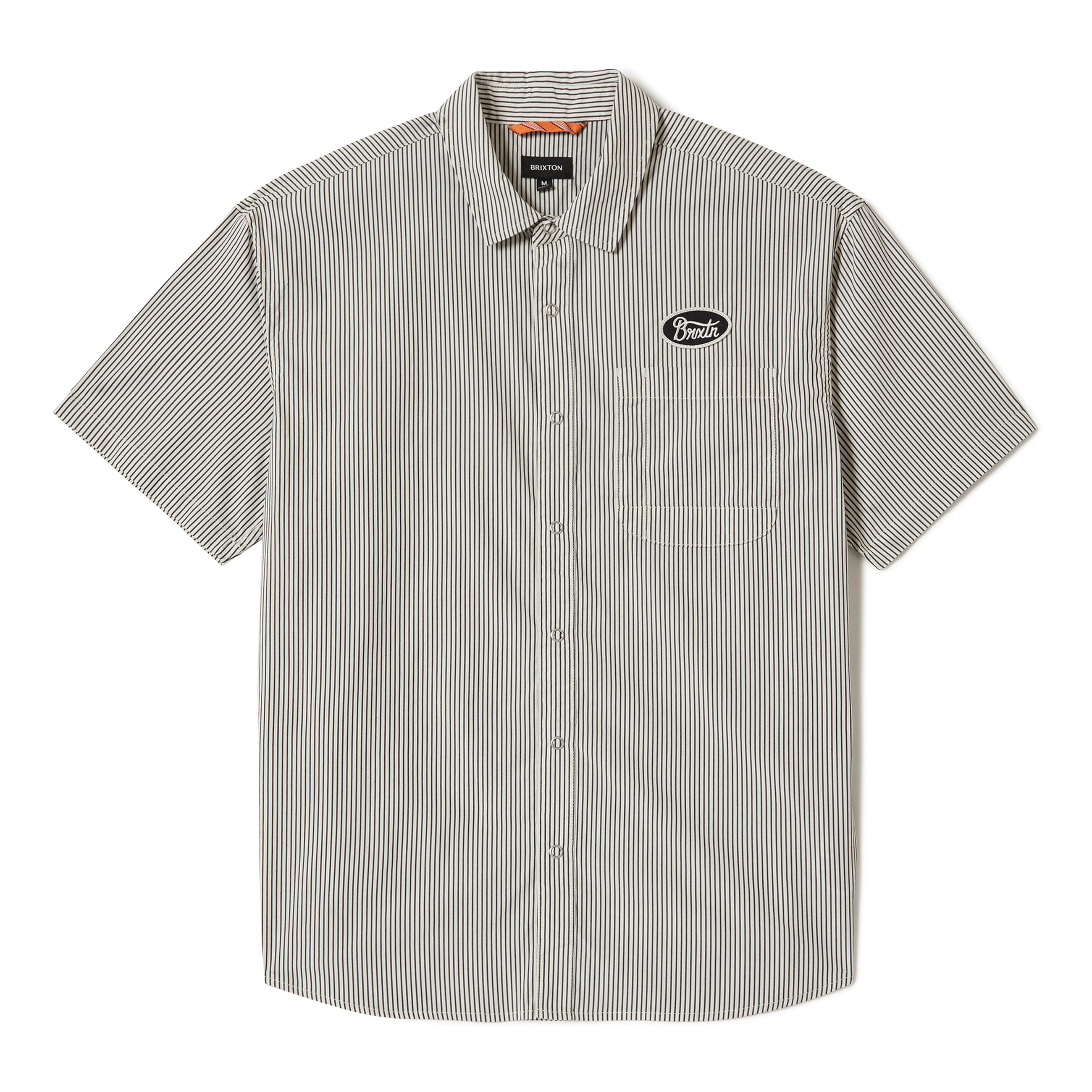 Builders Auto Chemise M/C - Rayures Noir/Blanc Cassé