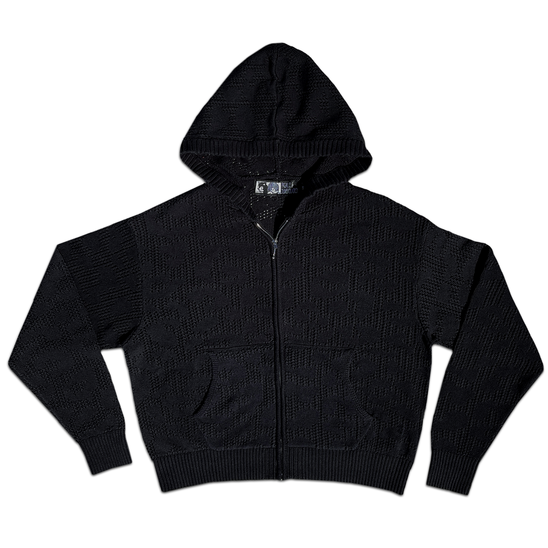 P&DF - Sweat à Capuche Zippé en Crochet - Noir