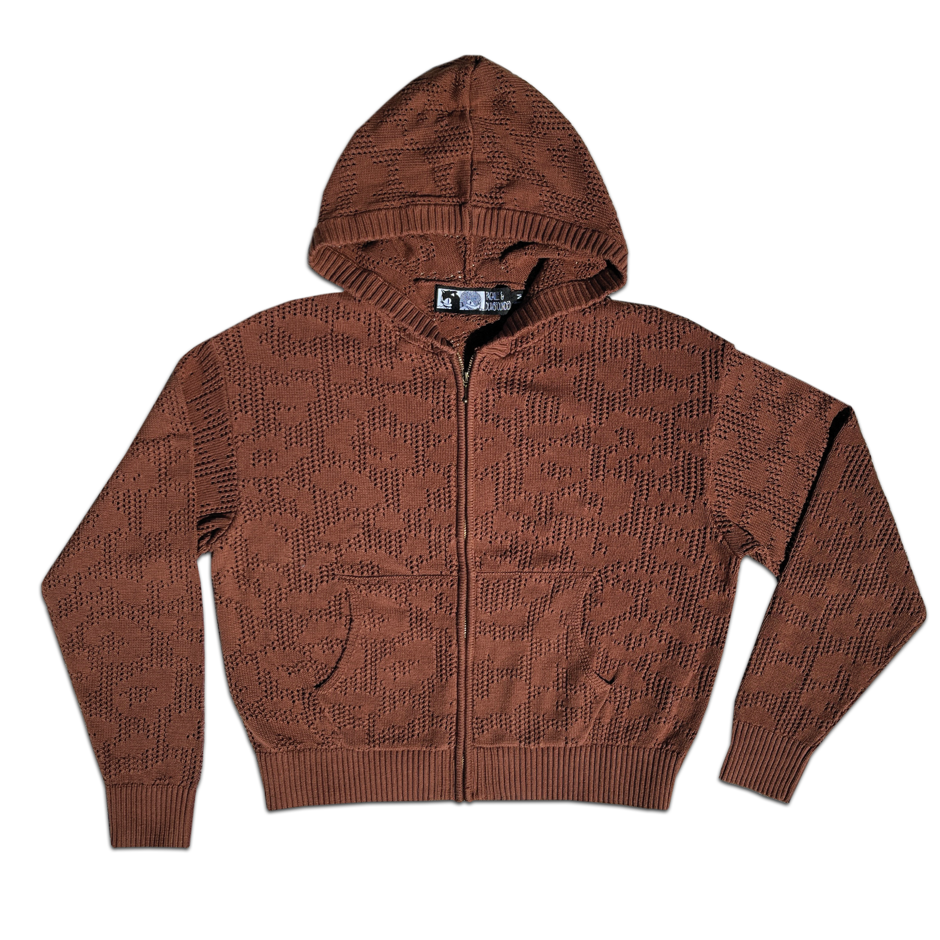 P&DF - Sweat à Capuche Zippé au Crochet - Caramel