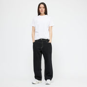 Pantalon en Denim Relax - Noir/Surpiqûres Contrastées