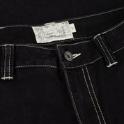 Pantalon en Denim Relax - Noir/Surpiqûres Contrastées