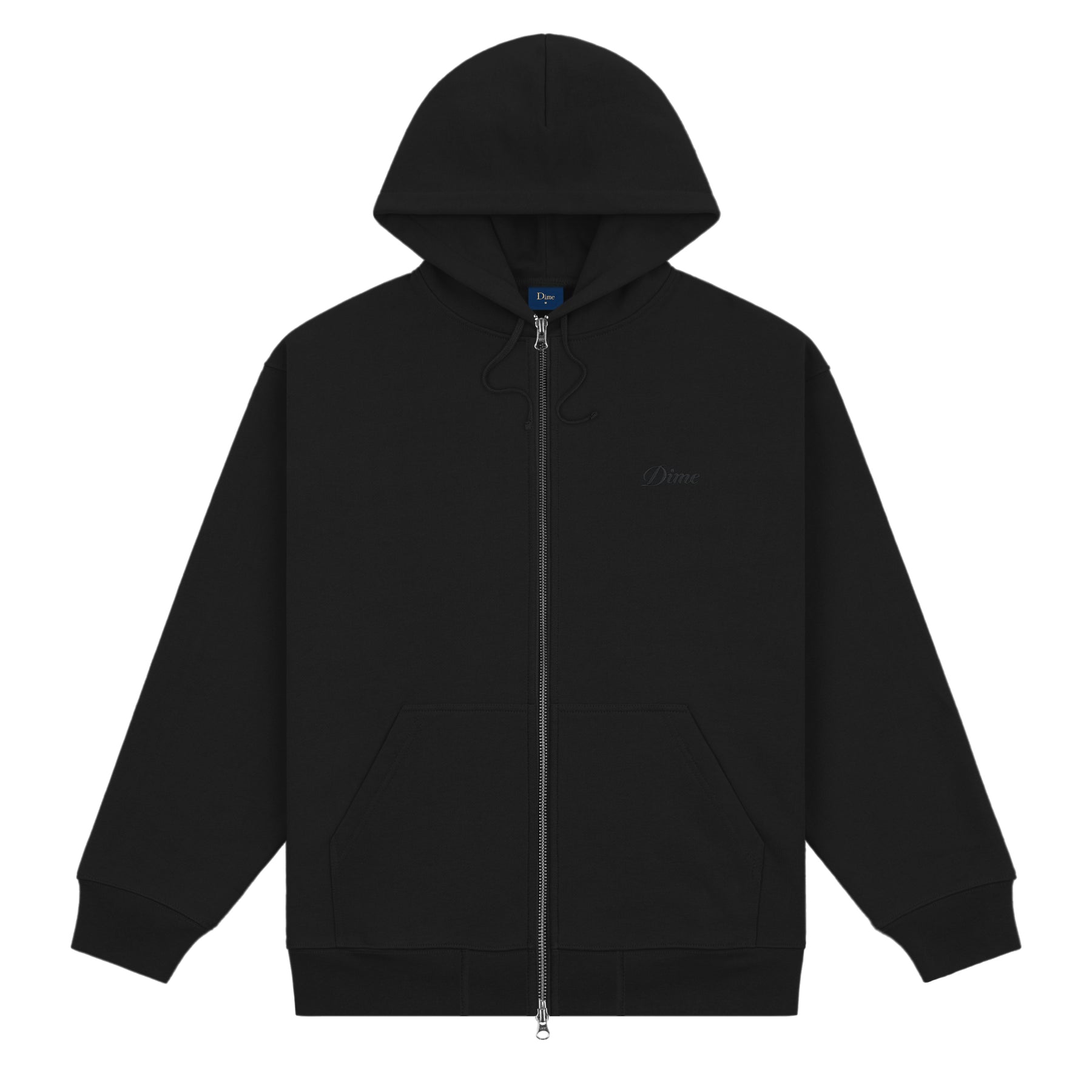 Cursive Zip Hoodie - Black