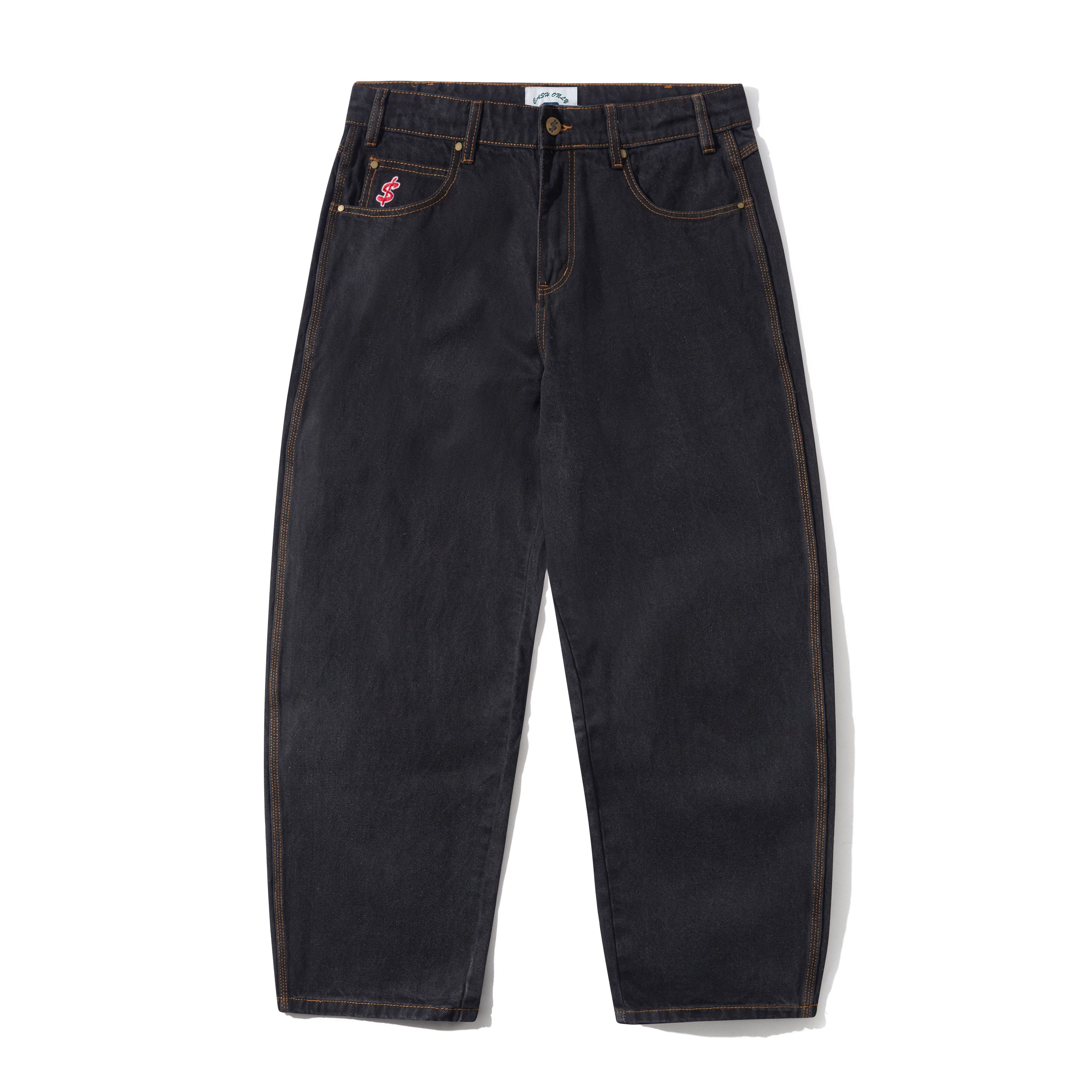 Jeans Baggy en Denim à Logo - Noir Délavé