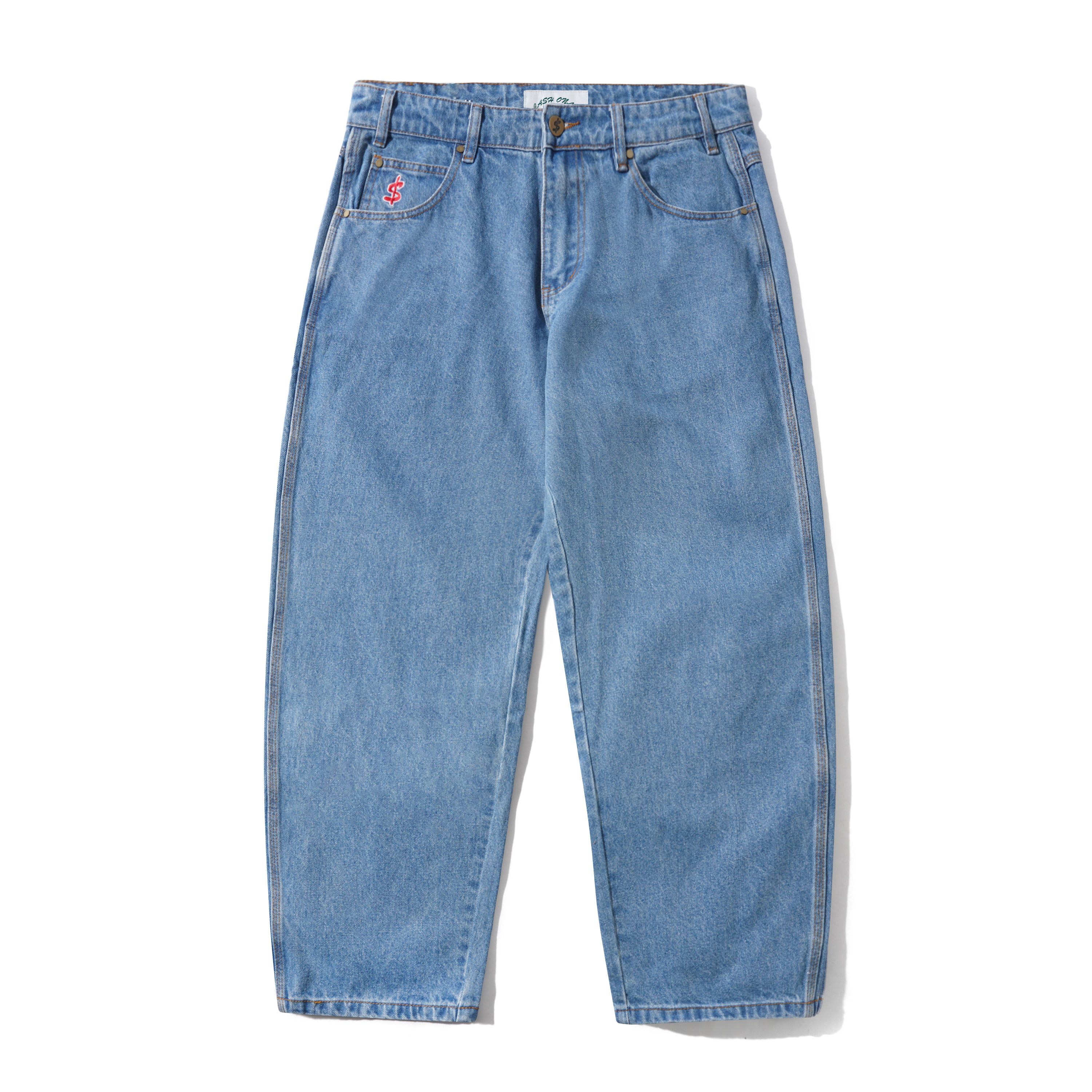 Jeans Baggy en Denim à Logo - Indigo Délavé