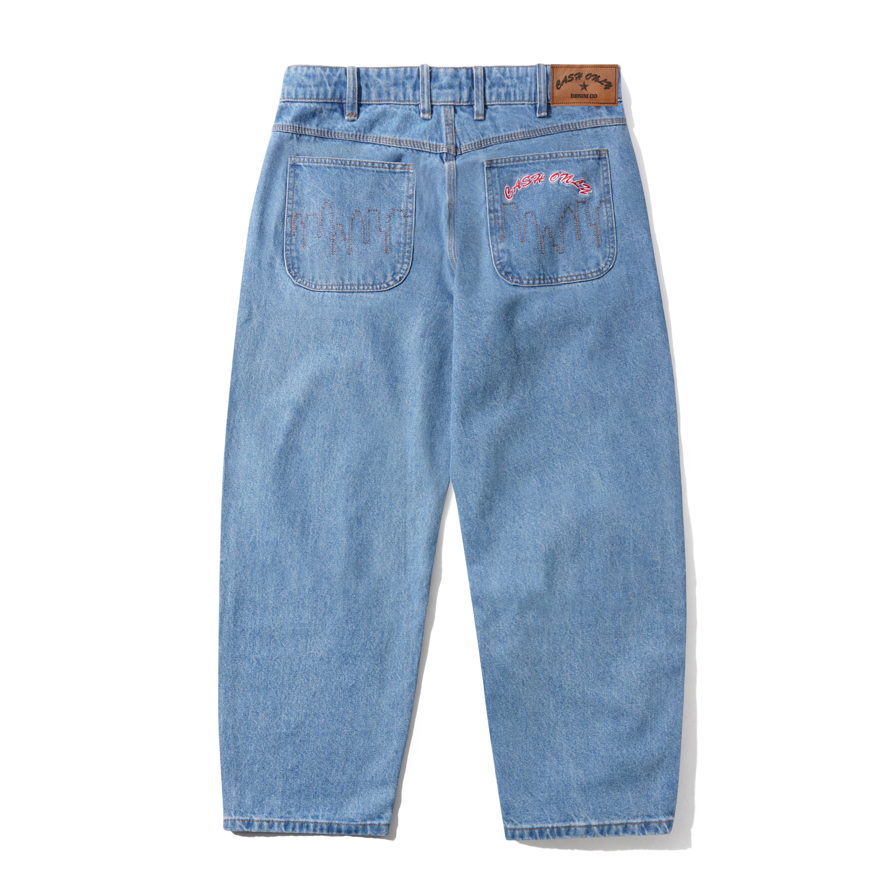 Jeans Baggy en Denim à Logo - Indigo Délavé