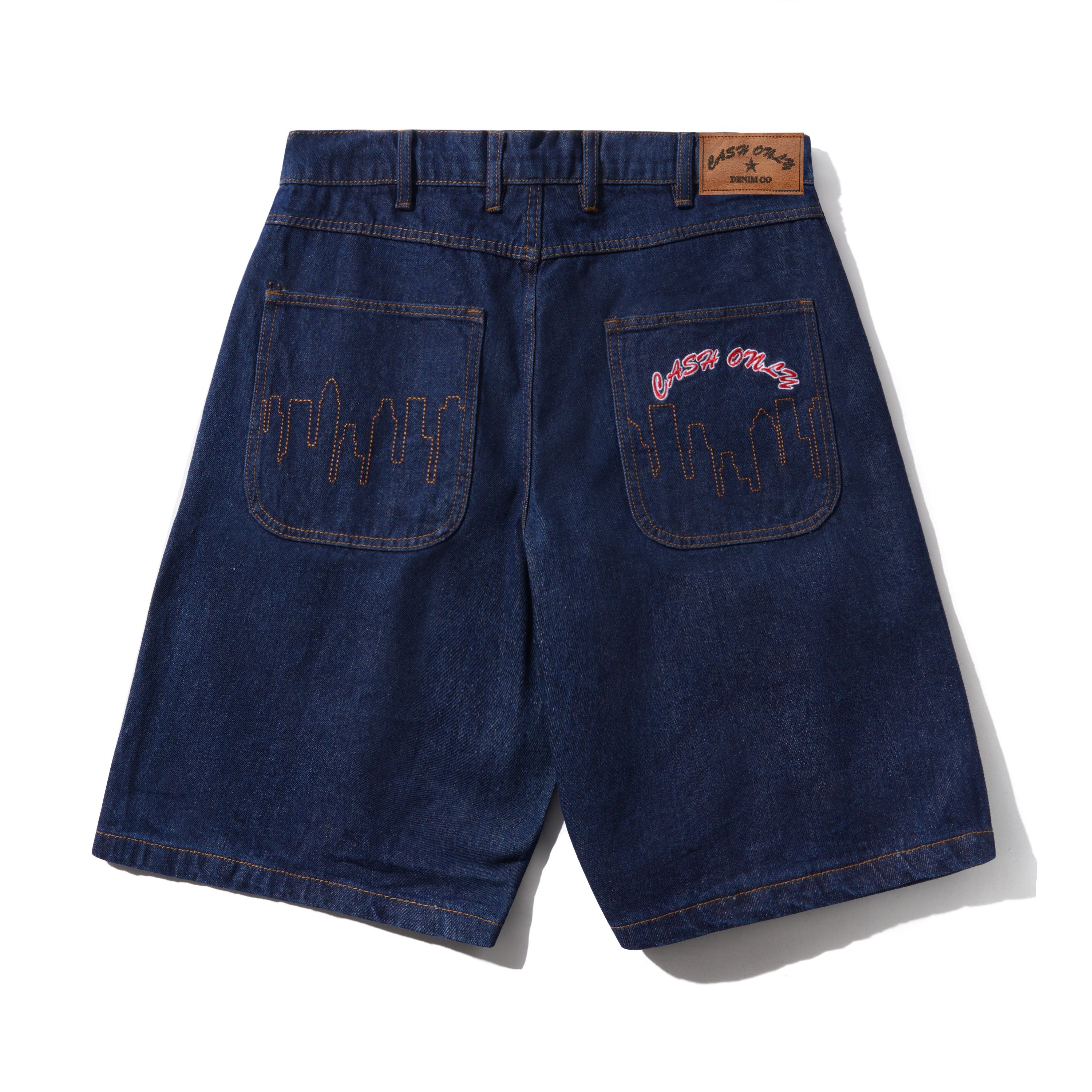 Short en Denim à Logo - Indigo Brut