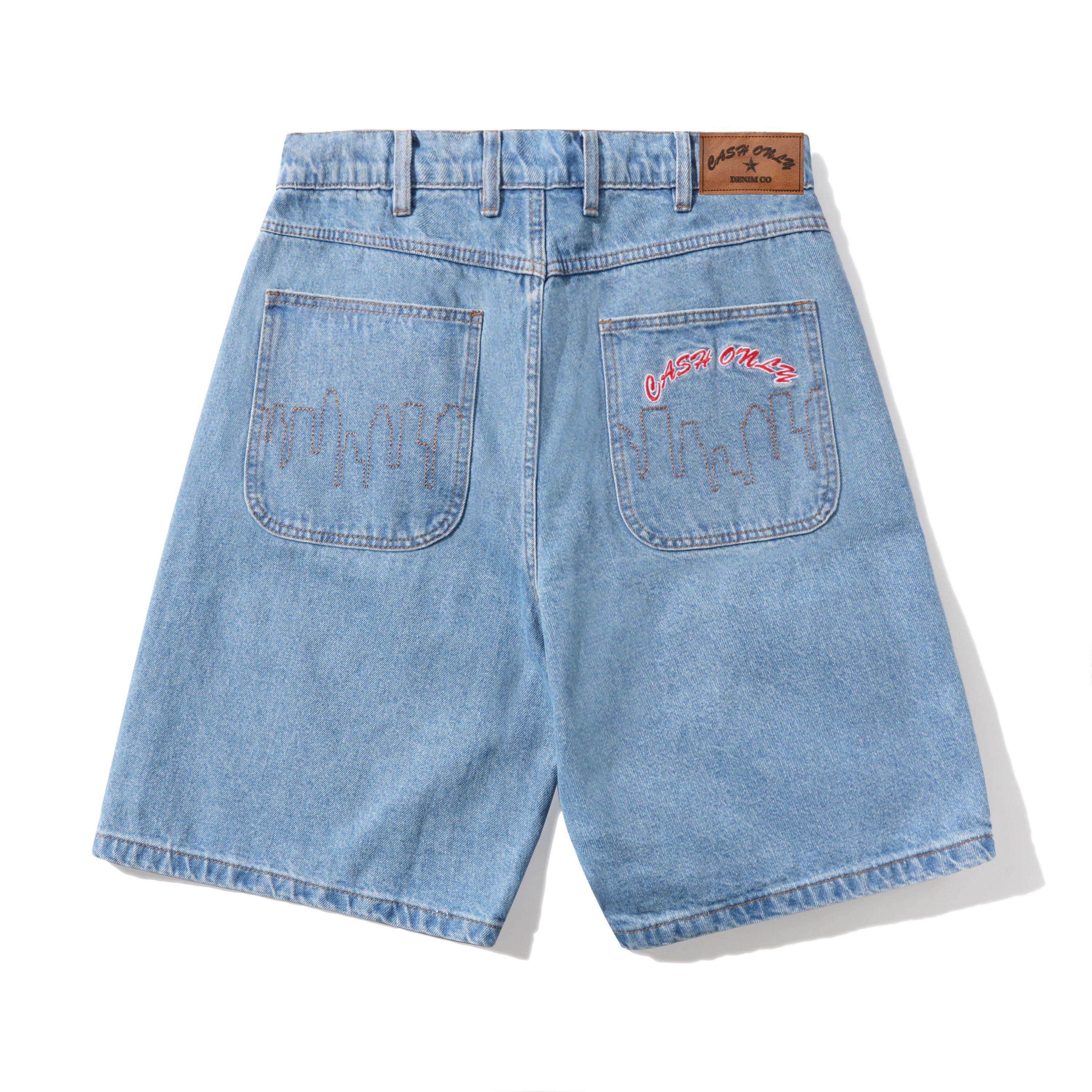 Short en Denim à Logo - Indigo Délavé