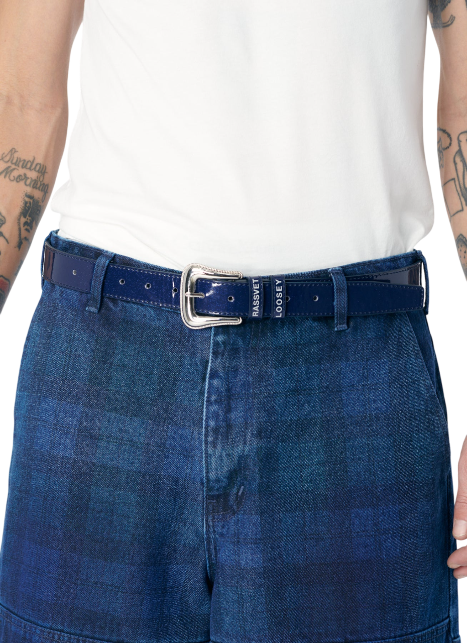 Leather Belt - Navy