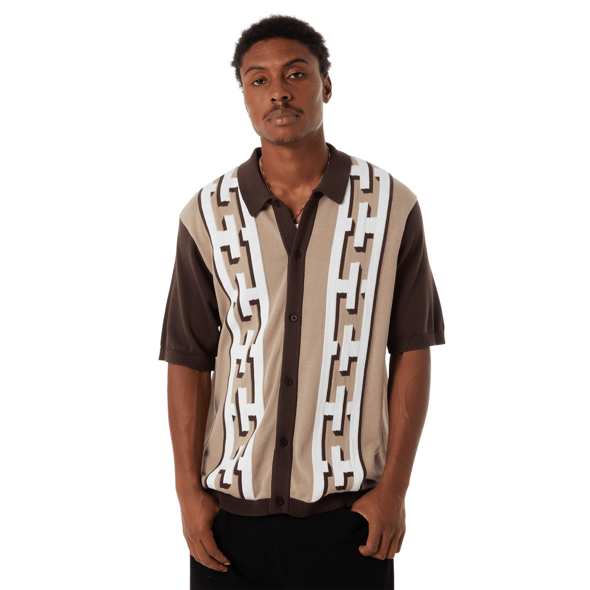 Pillar Knit Sweater - Brown