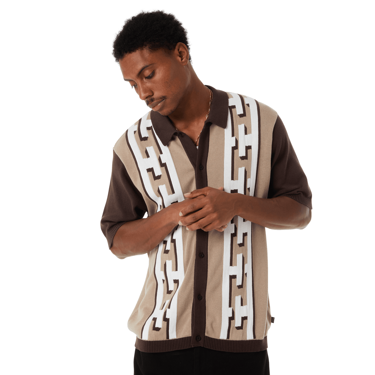 Pillar Knit Sweater - Brown