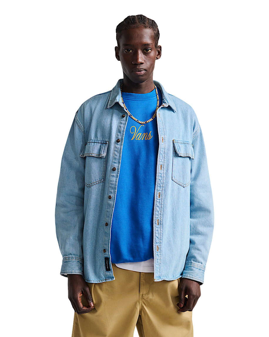 Palmhill Chemise en Denim à Manches Longues - Bleu Denim Clair