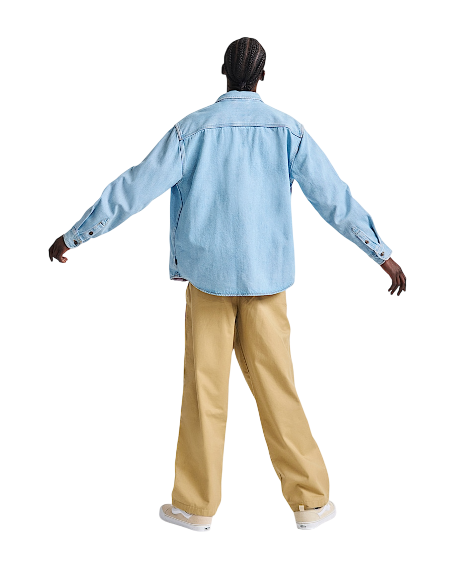 Palmhill Chemise en Denim à Manches Longues - Bleu Denim Clair