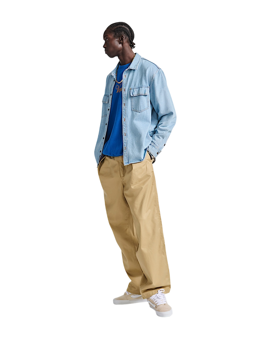 Palmhill Chemise en Denim à Manches Longues - Bleu Denim Clair