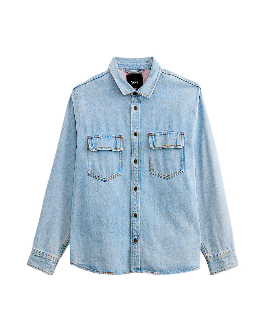 Palmhill Chemise en Denim à Manches Longues - Bleu Denim Clair