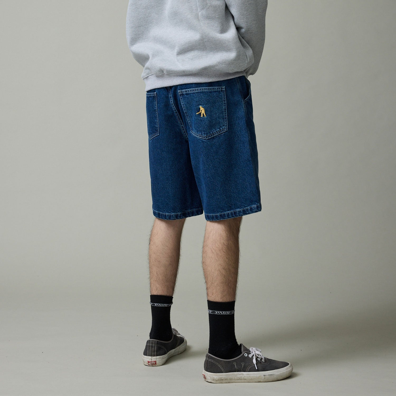 Workers Club Short en Jean Denim - Indigo Foncé Délavé