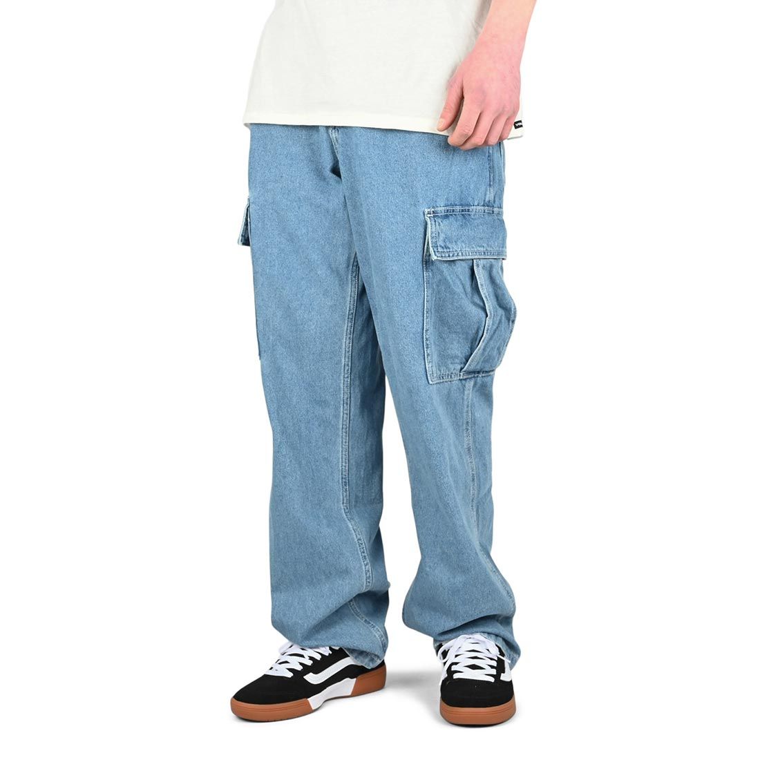 Pantalon Cargo en Denim pour Enfants - Délavé Pierre/Bleu