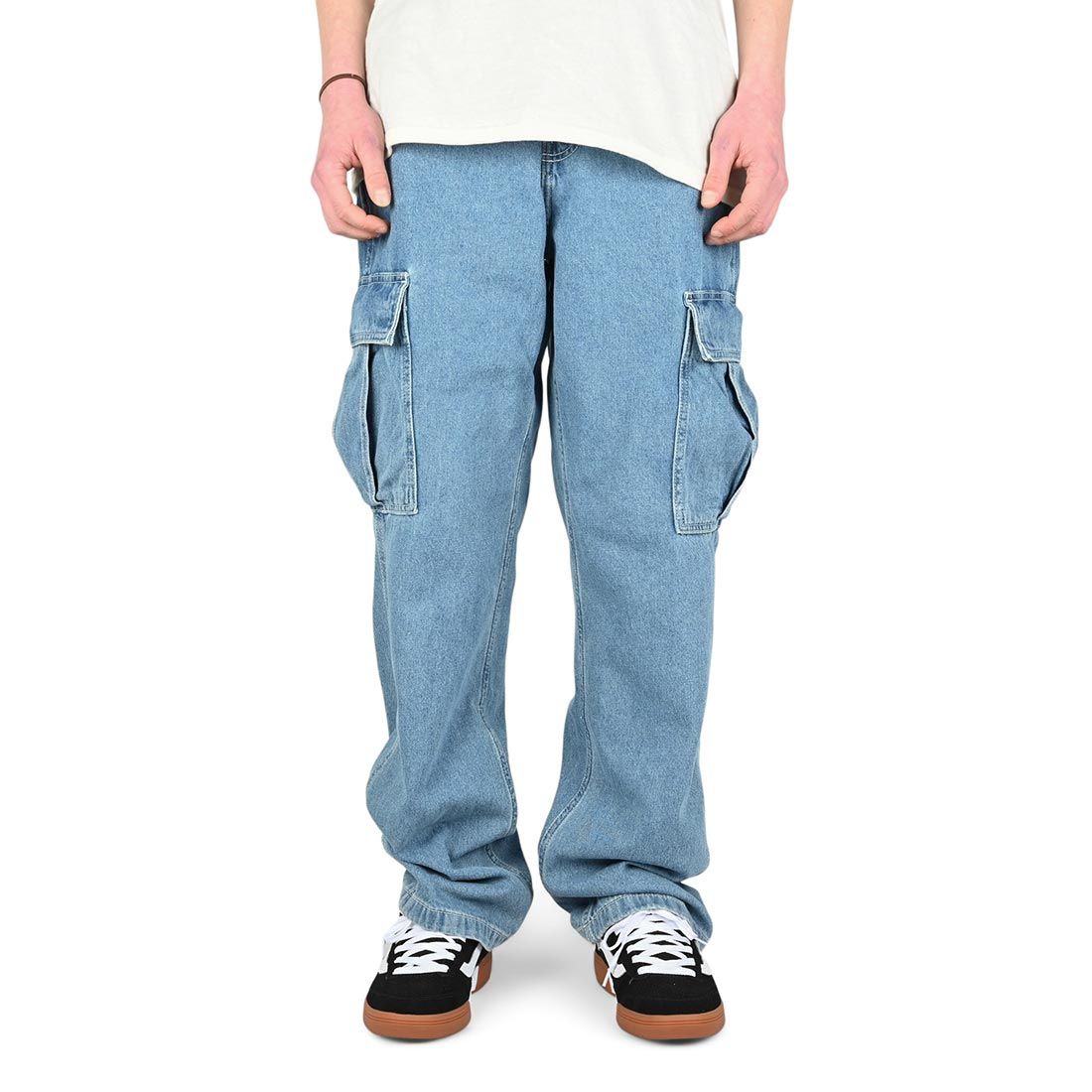 Pantalon Cargo en Denim pour Enfants - Délavé Pierre/Bleu