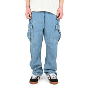 Pantalon Cargo en Denim pour Enfants - Délavé Pierre/Bleu
