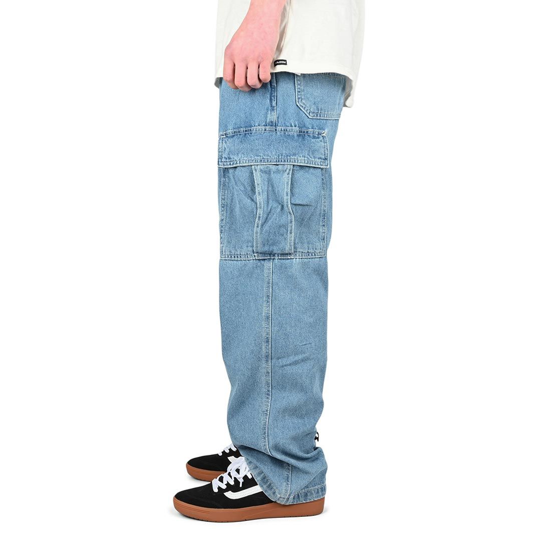 Pantalon Cargo en Denim pour Enfants - Délavé Pierre/Bleu