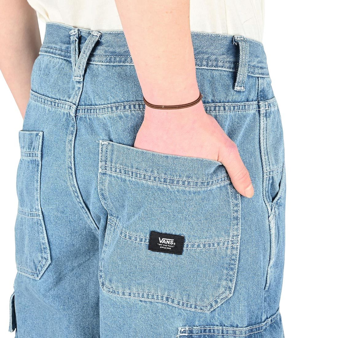 Pantalon Cargo en Denim pour Enfants - Délavé Pierre/Bleu