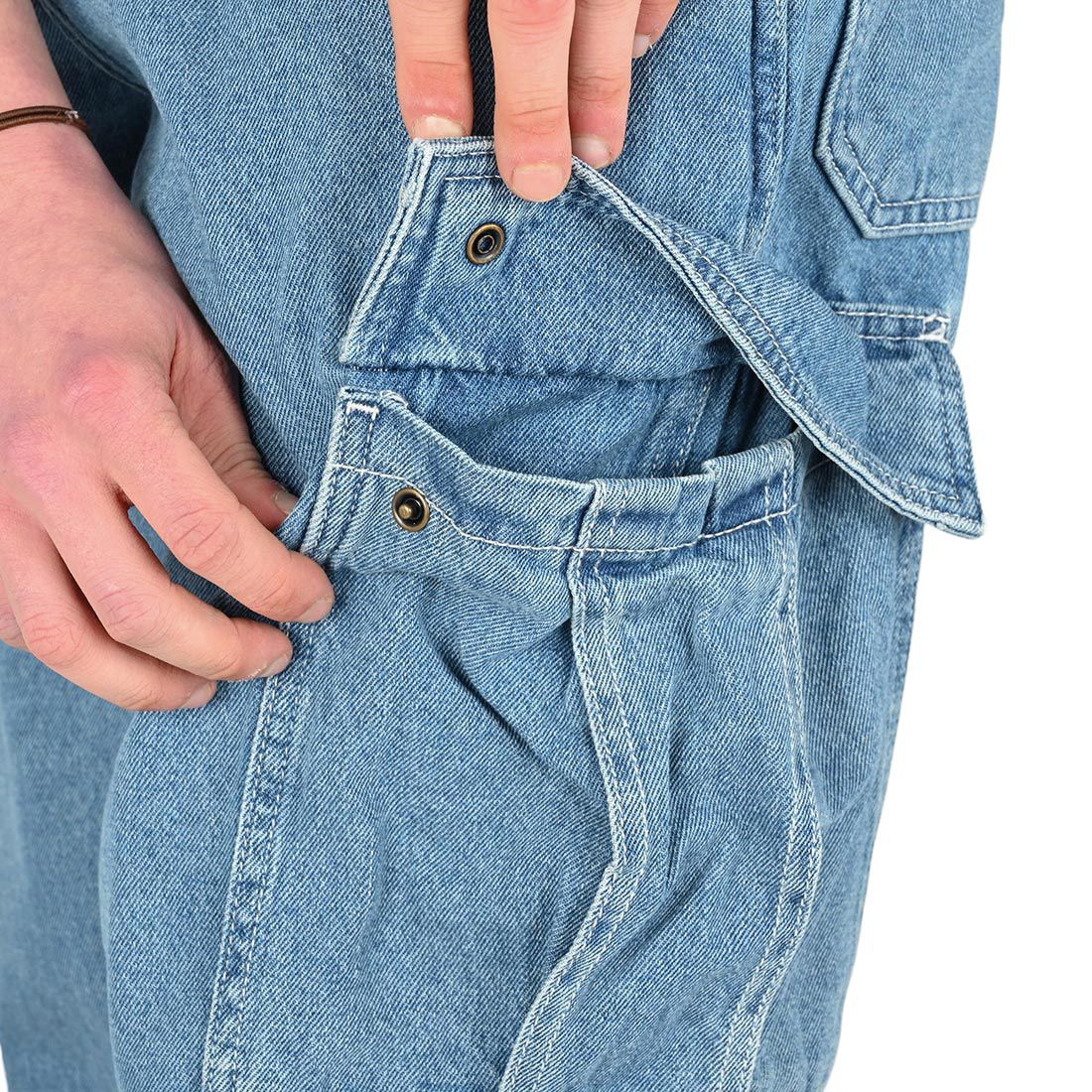 Pantalon Cargo en Denim pour Enfants - Délavé Pierre/Bleu