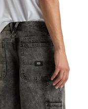 Drill Chore Loose Denim 22" Shorts - Stonewash Black
