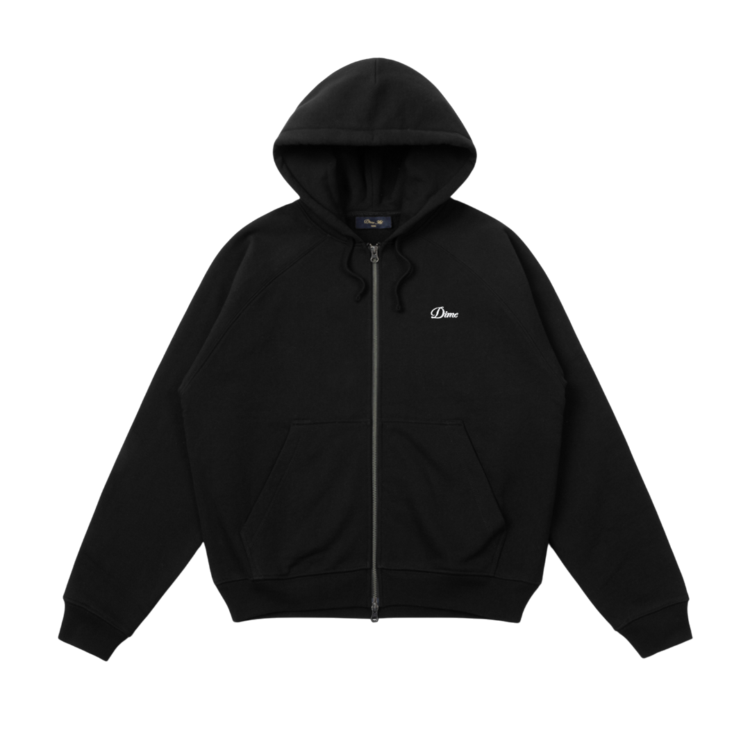 Dime Cursive Small Logo Zip Hoodie - Black – Palm Isle Skateshop